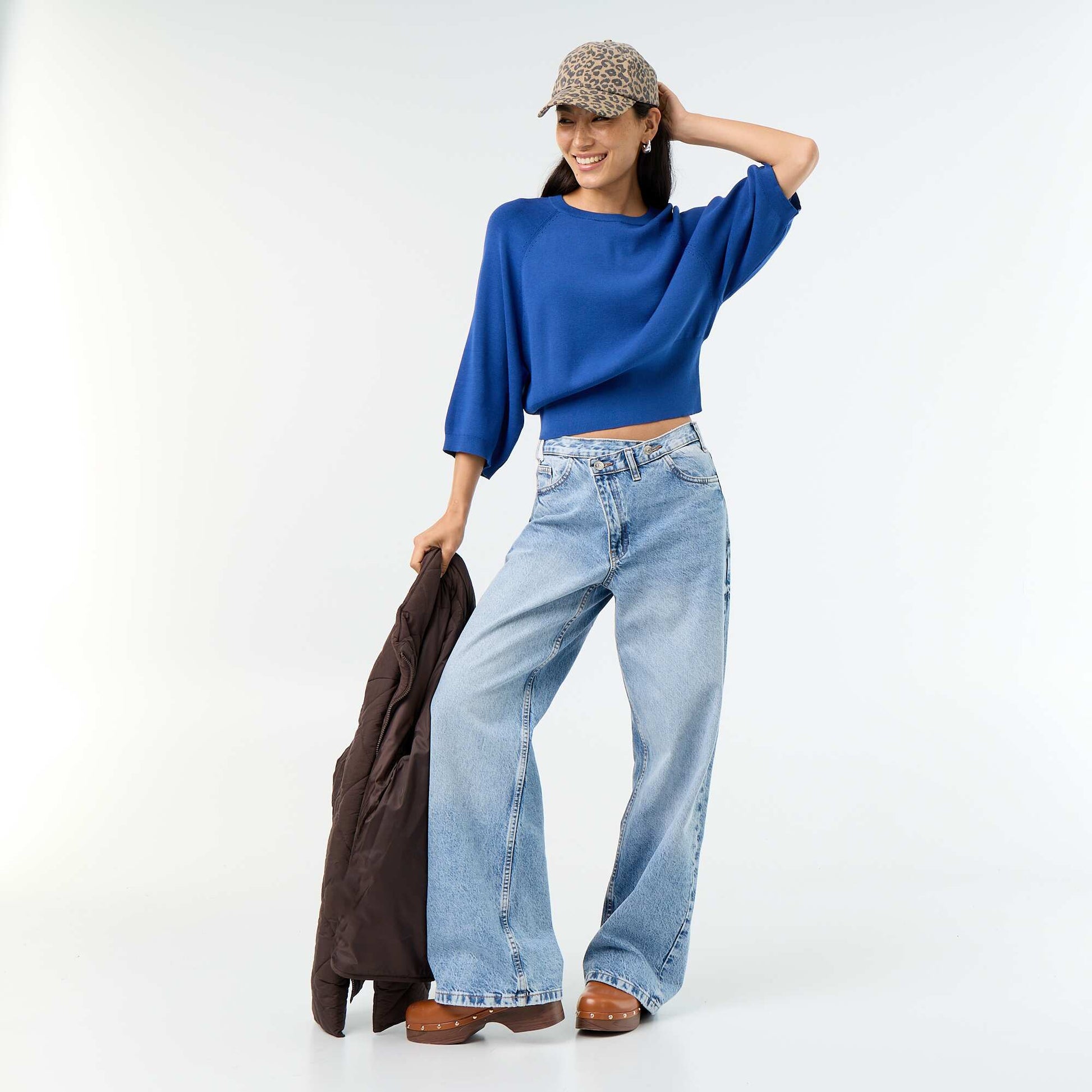 Pull manches courtes 3/4 BLEU