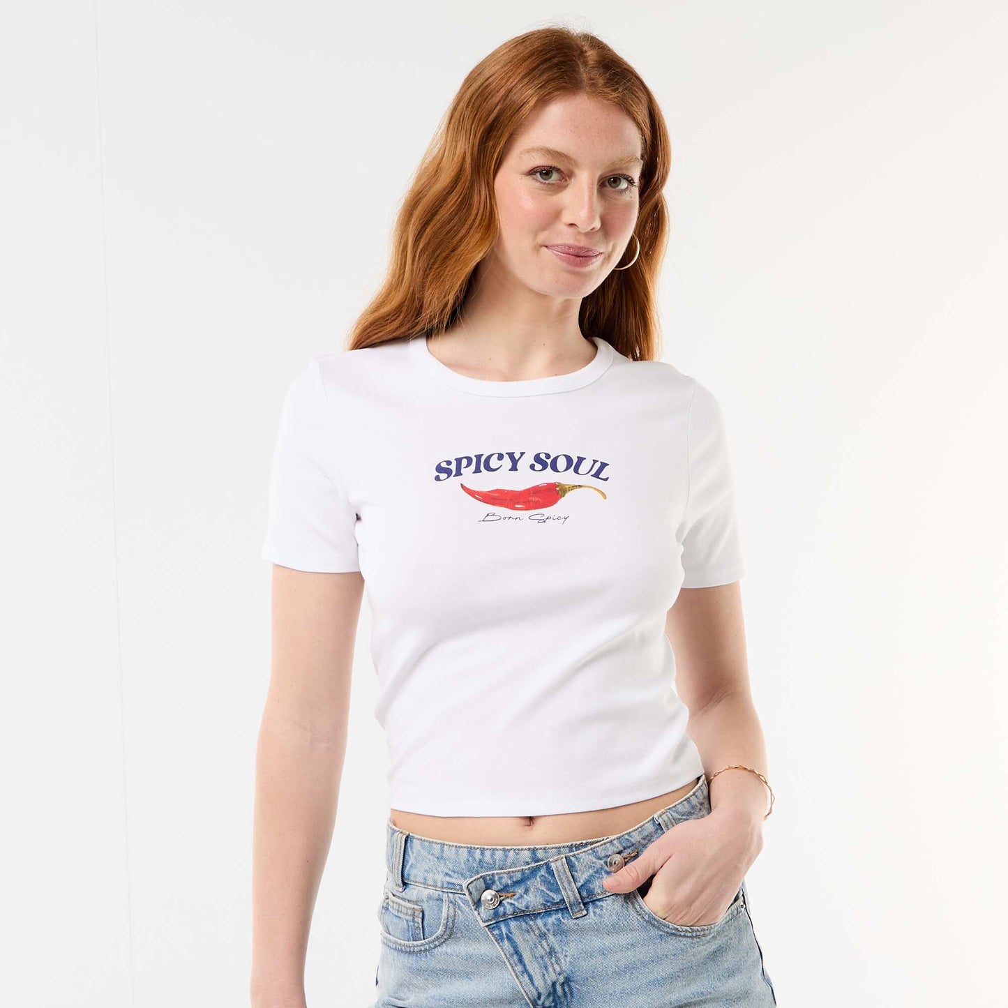 T-shirt imprimé à manches courtes BLANC