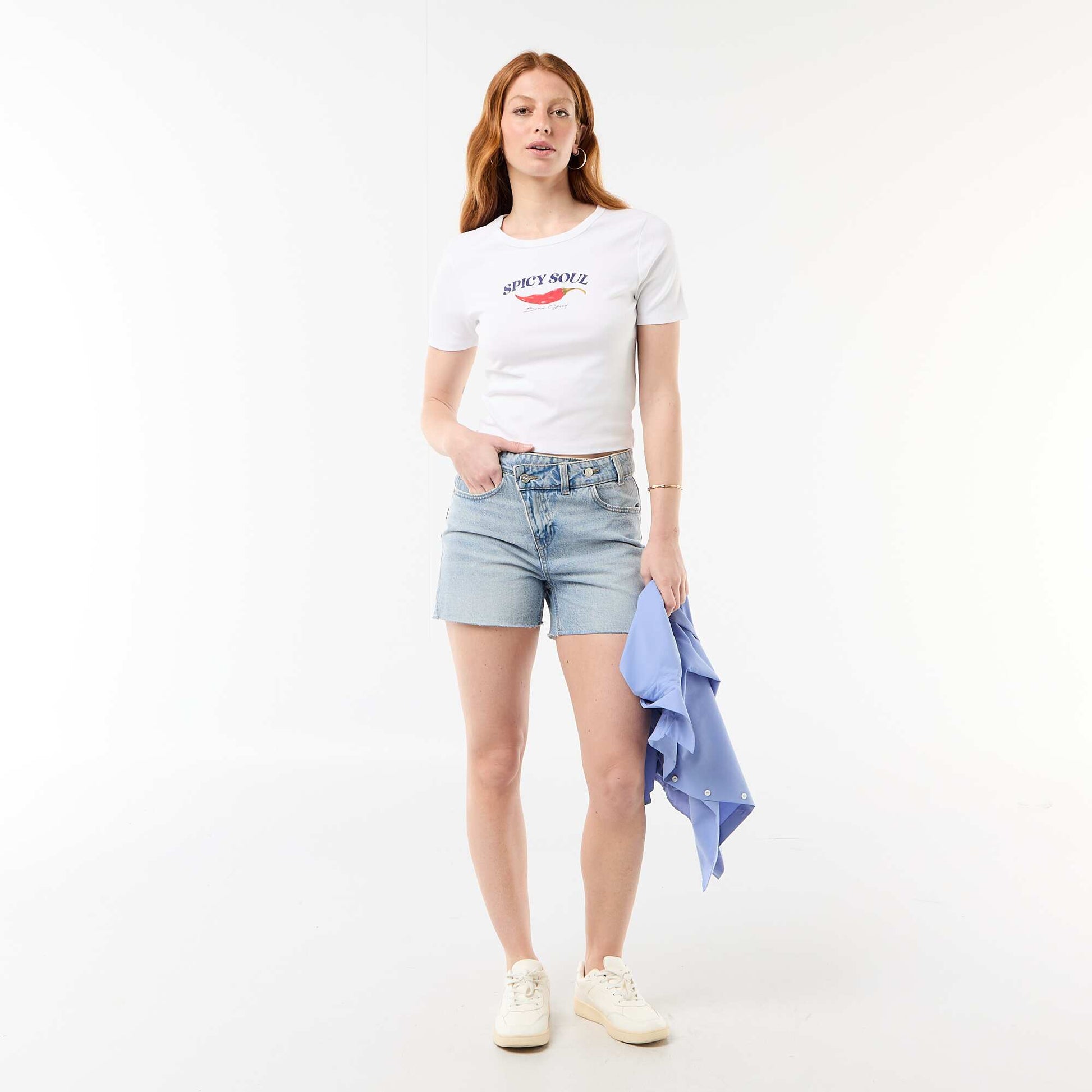 T-shirt imprimé à manches courtes BLANC
