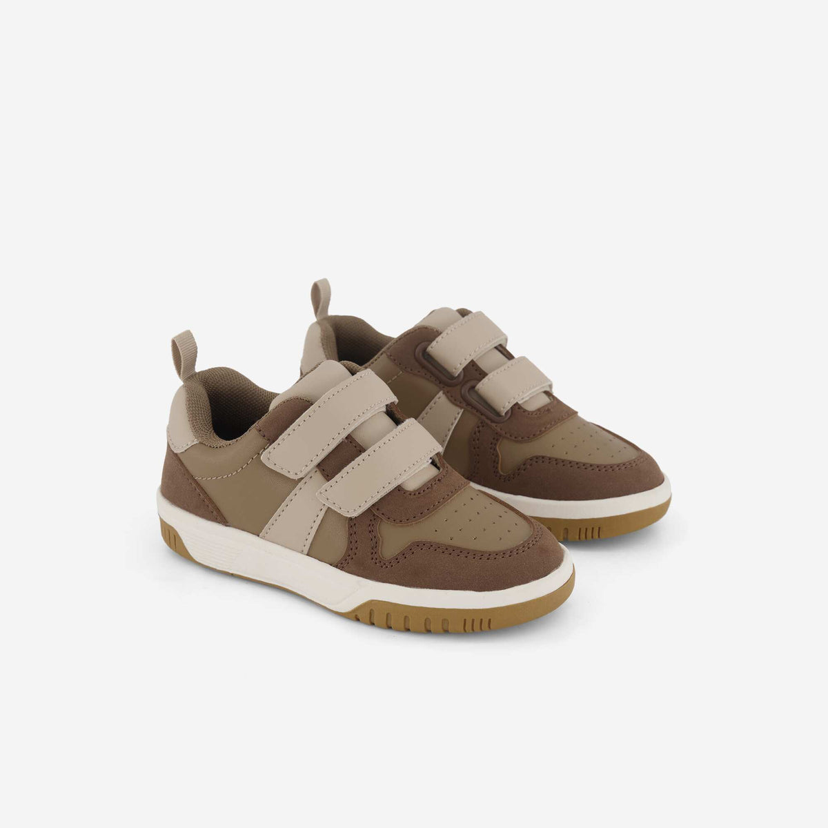 Baskets basses à scratchs MARRON