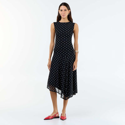 Robe longue sans manches bas asymétrique NOIR