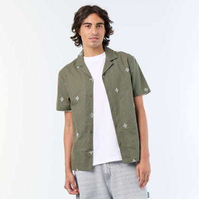 Chemise à manche courtes avec broderies VERT
