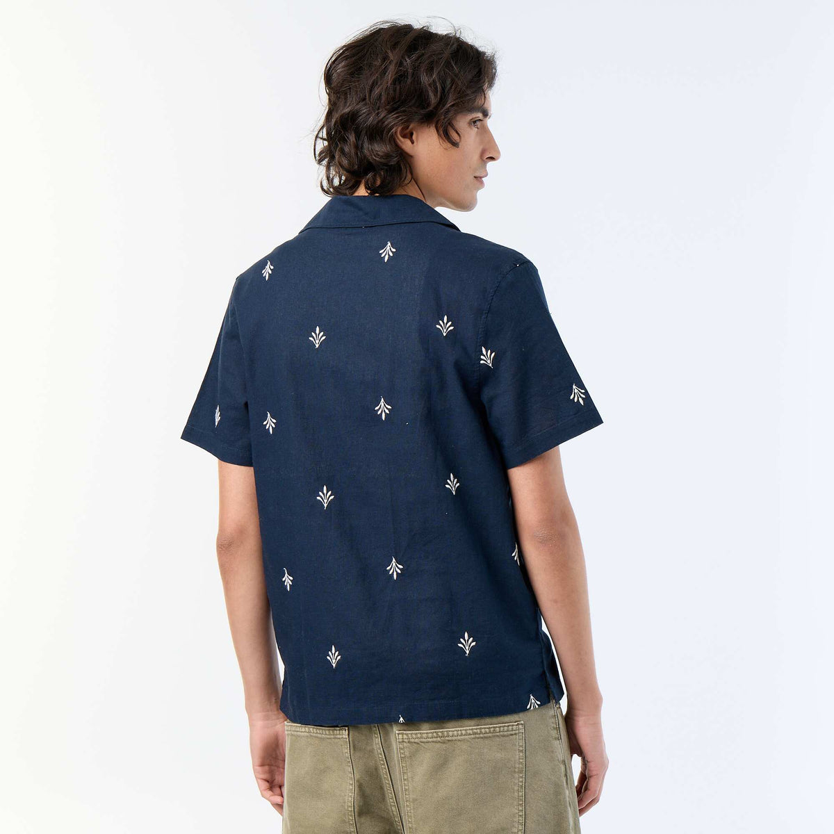 Chemise à manche courtes avec broderies BLEU