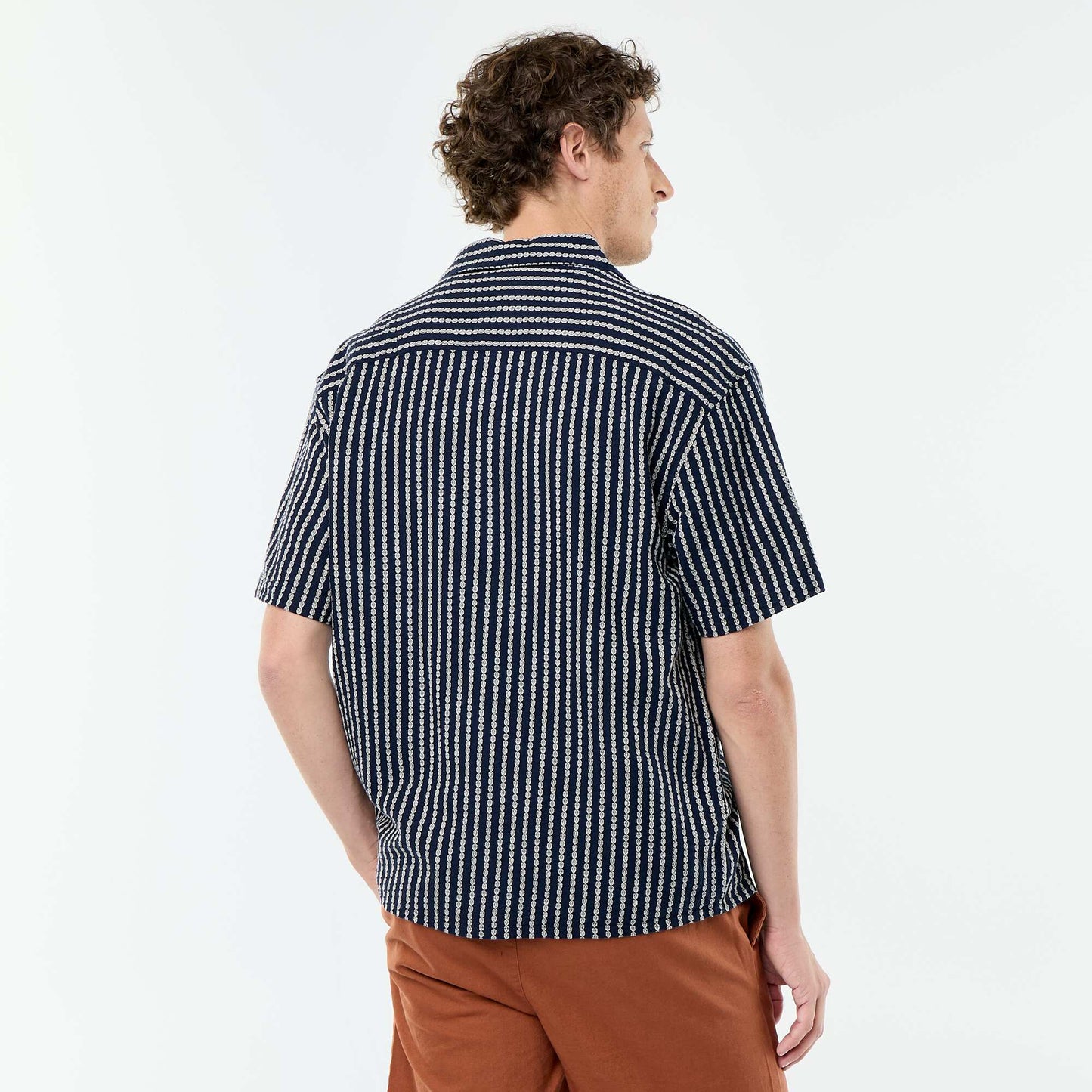 Chemise à manches courtes en maille fantaisie BLEU