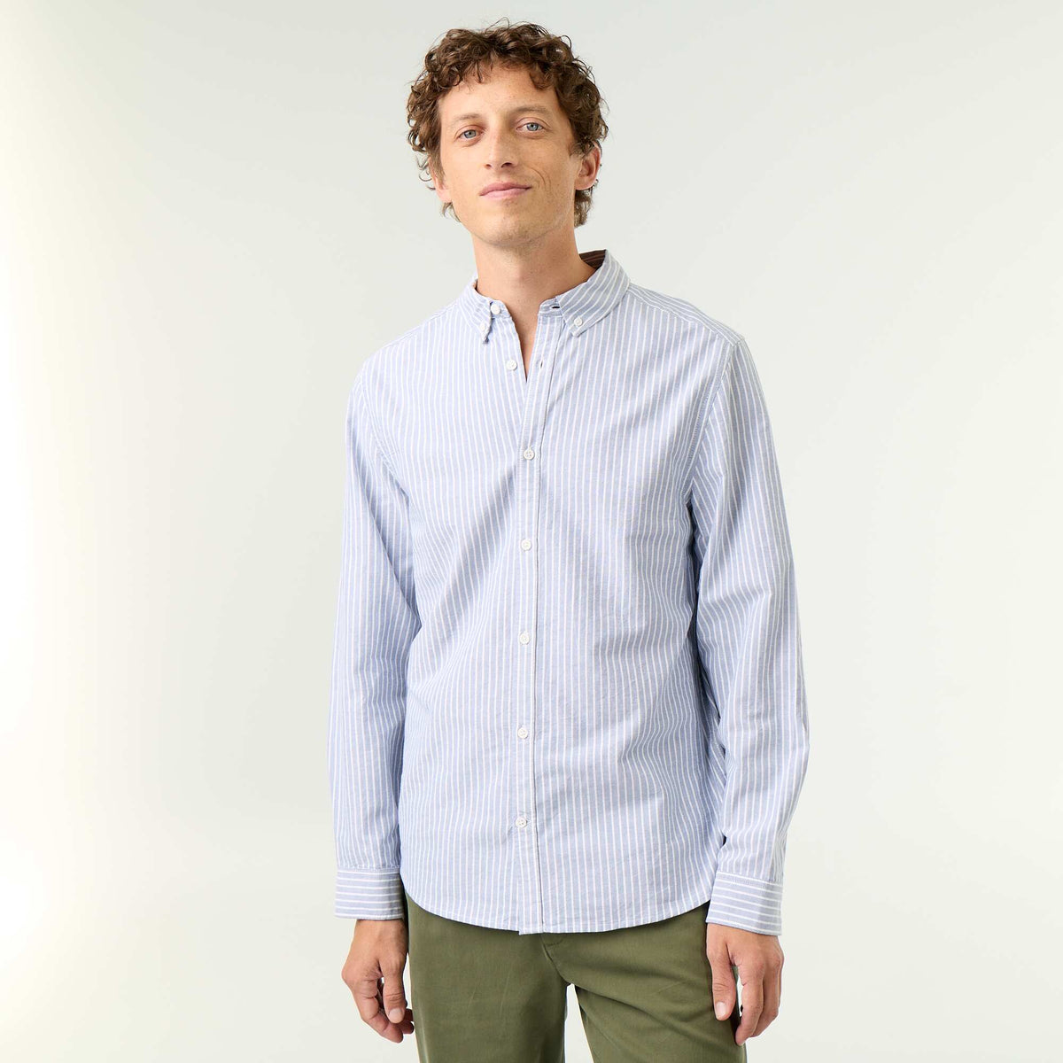 Chemise rayée avec col boutonné BLEU