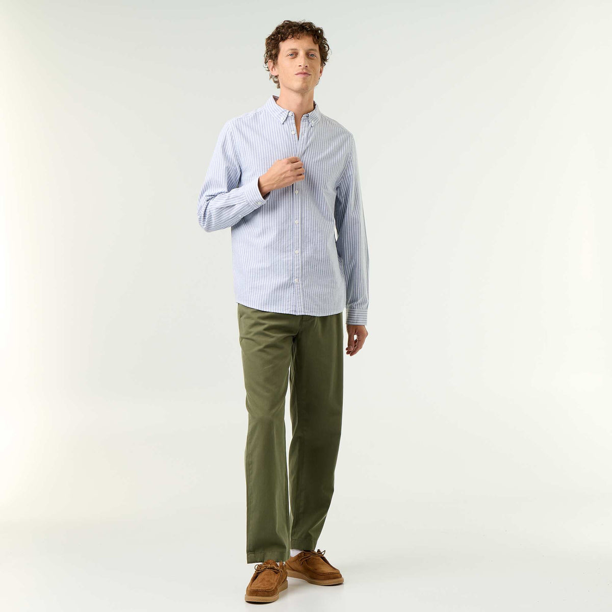 Chemise rayée avec col boutonné BLEU