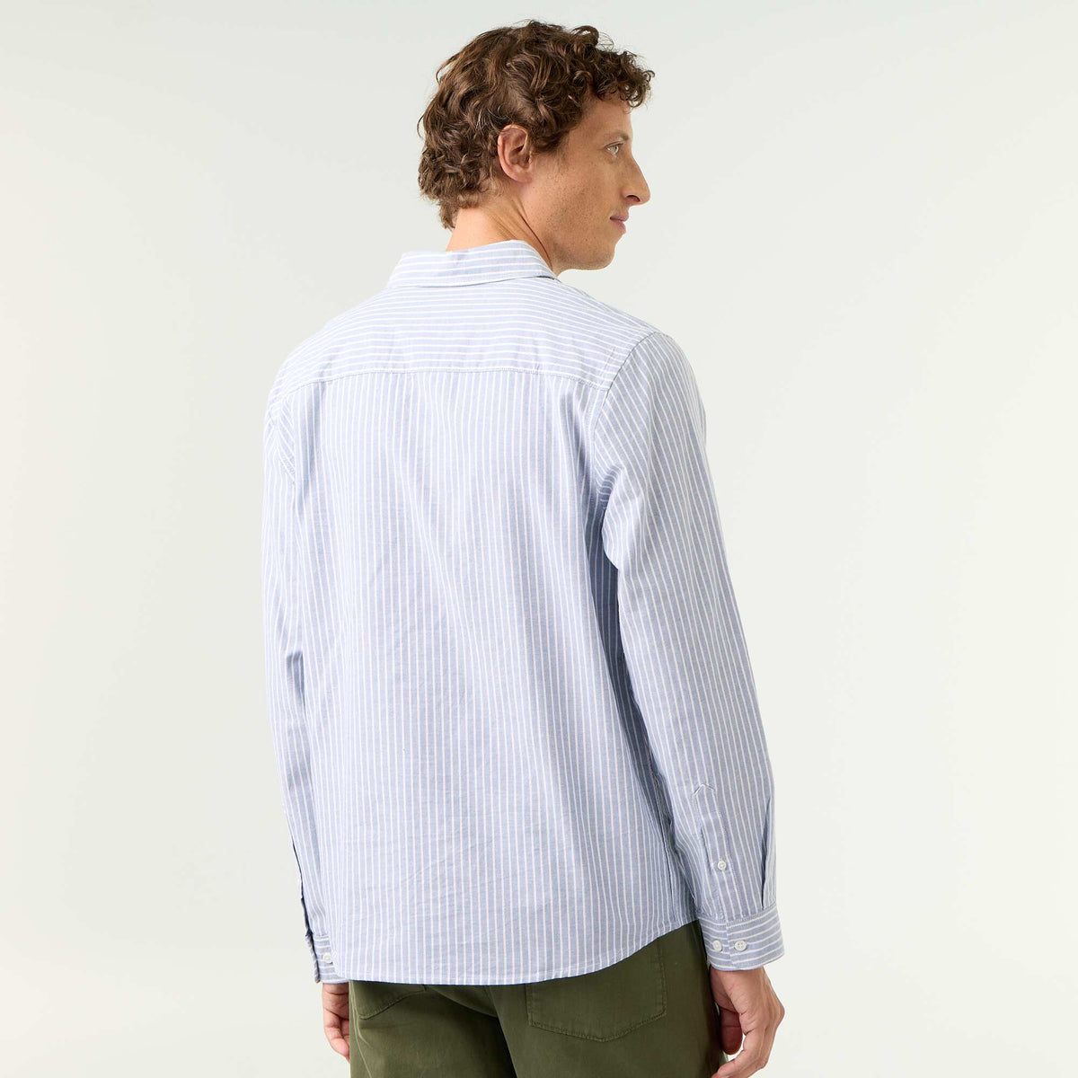 Chemise rayée avec col boutonné BLEU