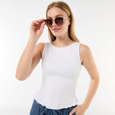 T-shirt sans manches stretch BLANC