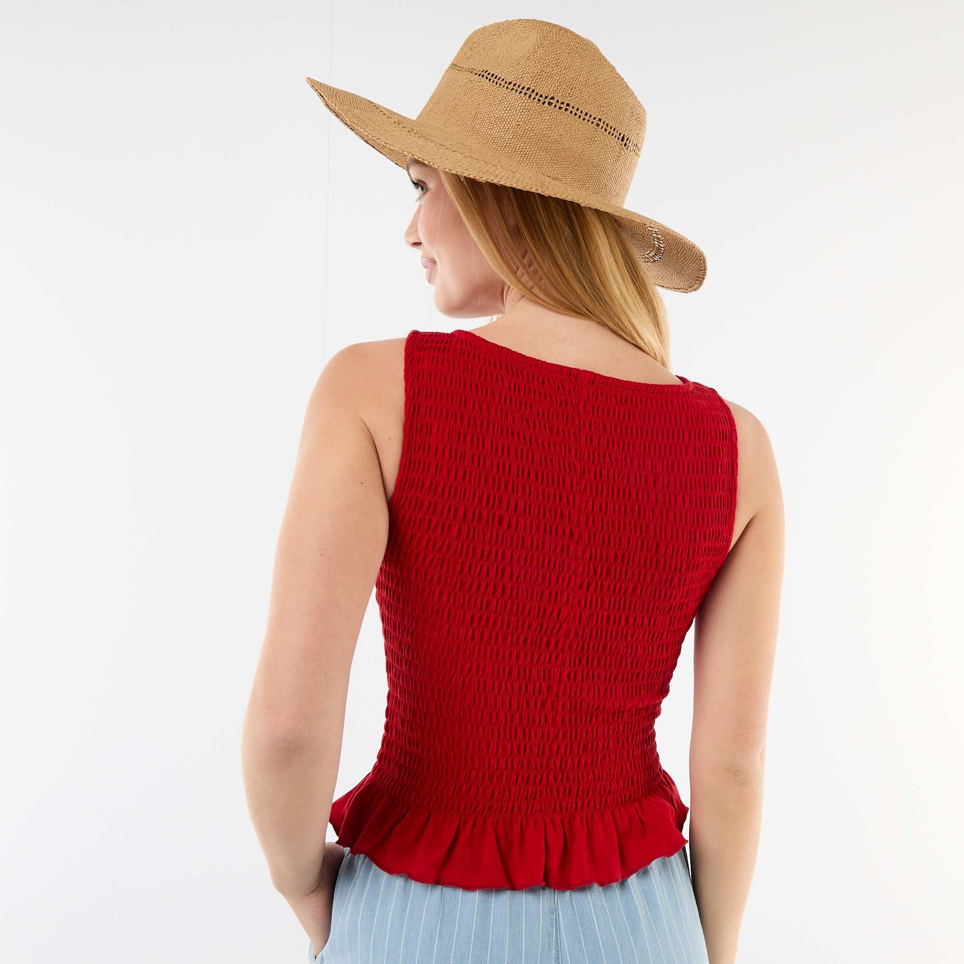 T-shirt sans manches stretch ROUGE