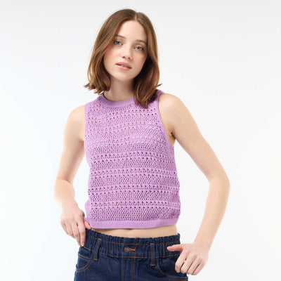 Top en crochet ajouré avec emmanchures larges VIOLET
