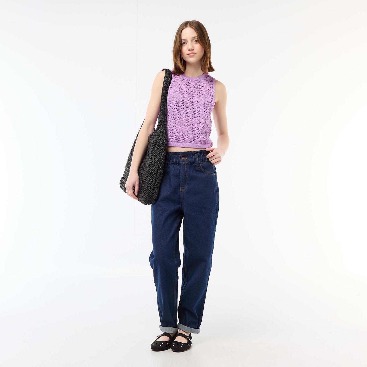 Top en crochet ajouré avec emmanchures larges VIOLET