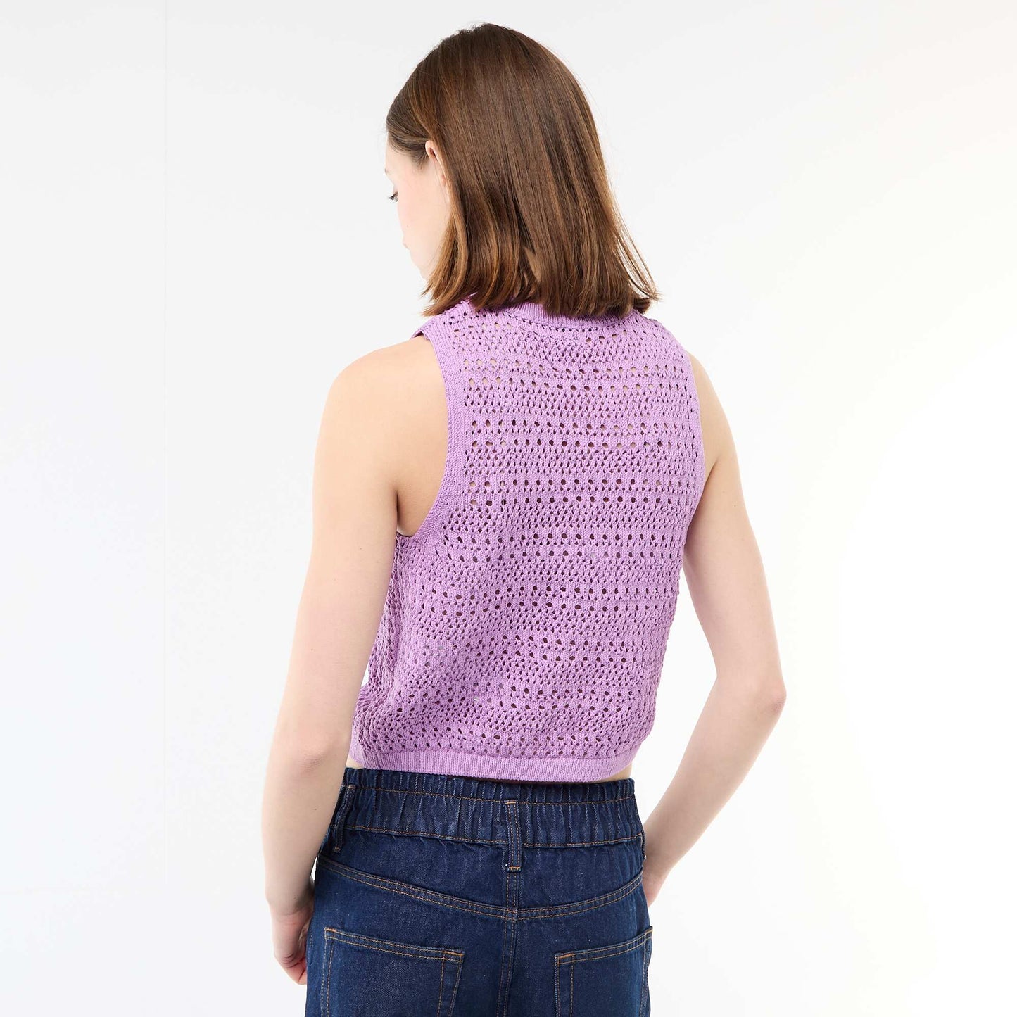 Top en crochet ajouré avec emmanchures larges VIOLET