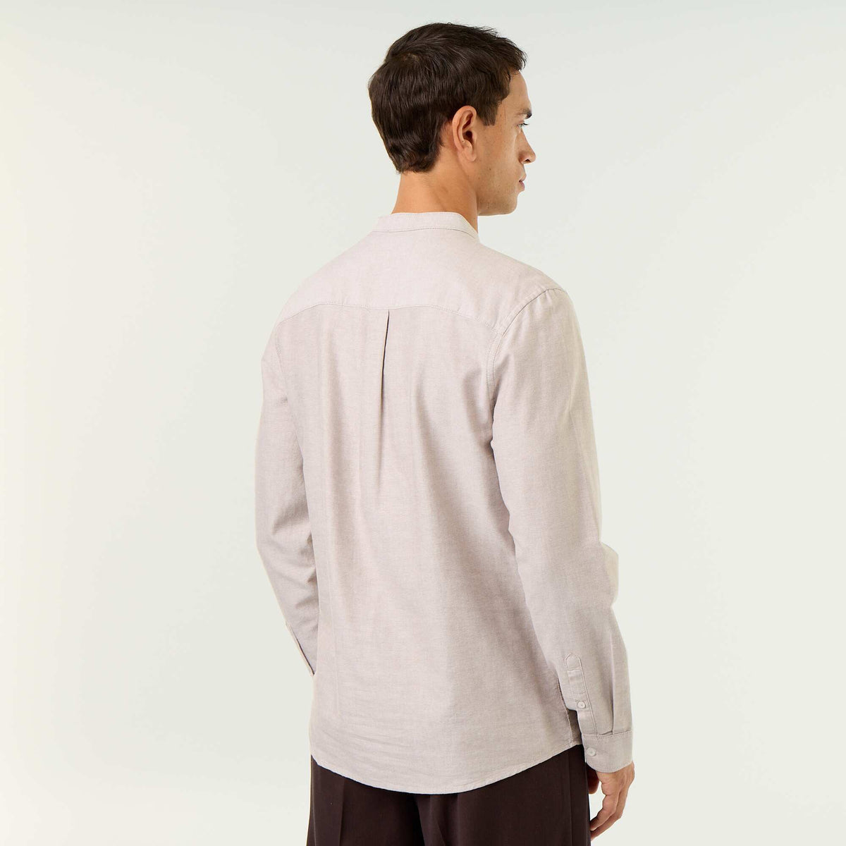 Chemise unie col mao BEIGE