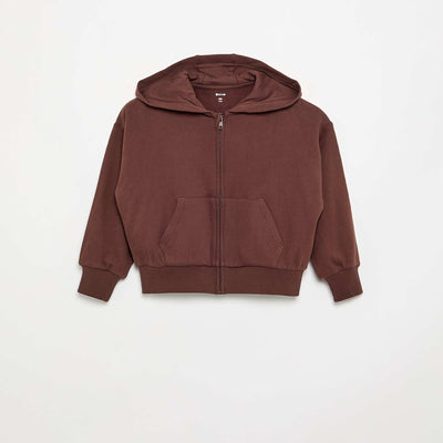 Sweat zippé à capuche MARRON