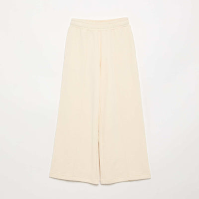 Pantalon wide leg uni ECRU