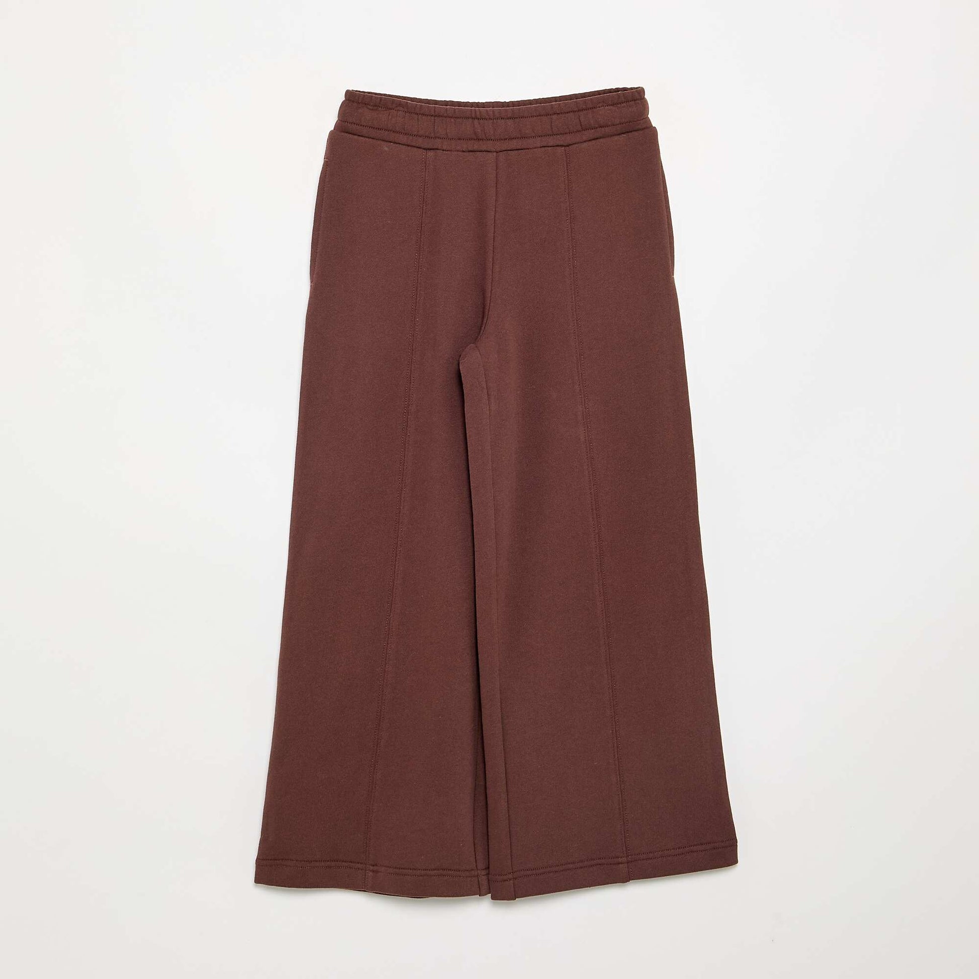 Pantalon wide leg uni MARRON