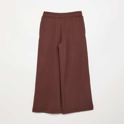 Pantalon wide leg uni MARRON