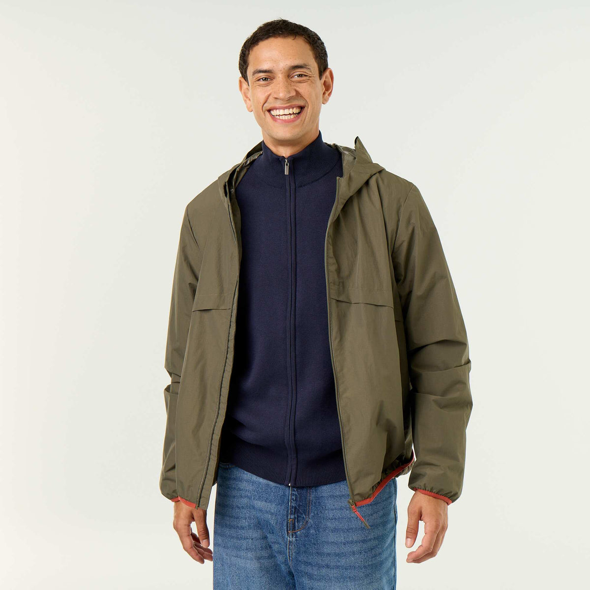 Blouson coupe-vent à capuche déperlant KAKI