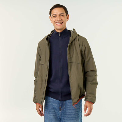 Blouson coupe-vent à capuche déperlant KAKI