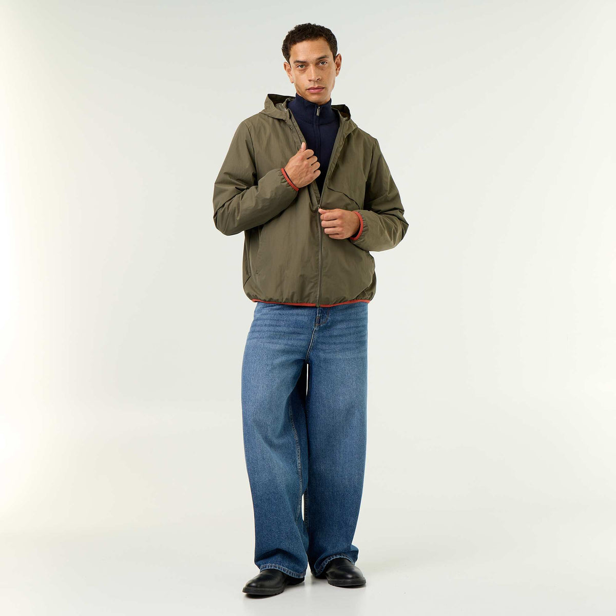 Blouson coupe-vent à capuche déperlant KAKI