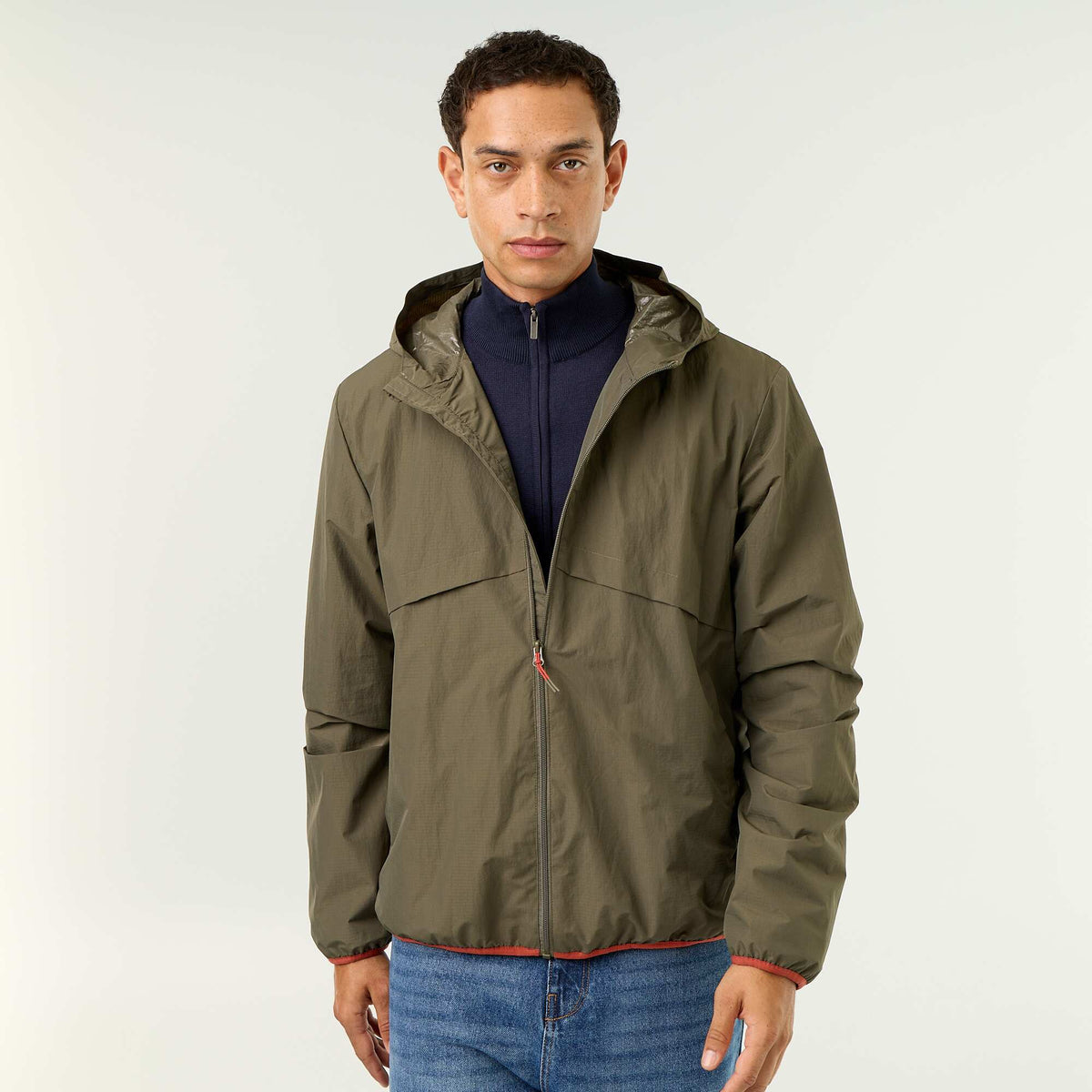 Blouson coupe-vent à capuche déperlant KAKI