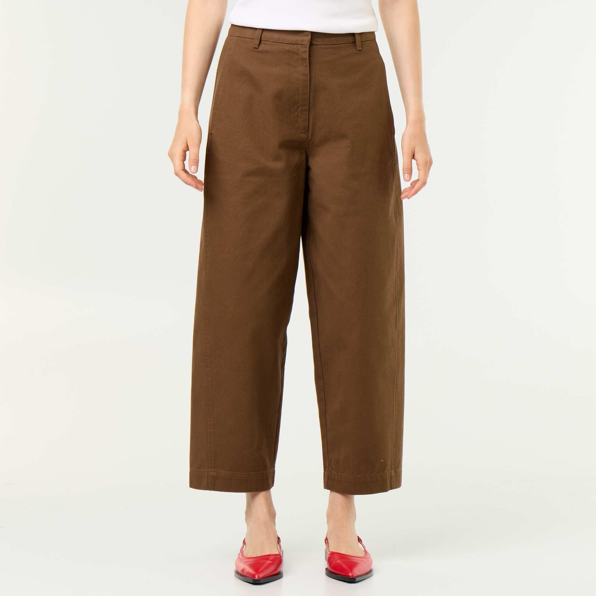 Pantalon large forme barrel MARRON