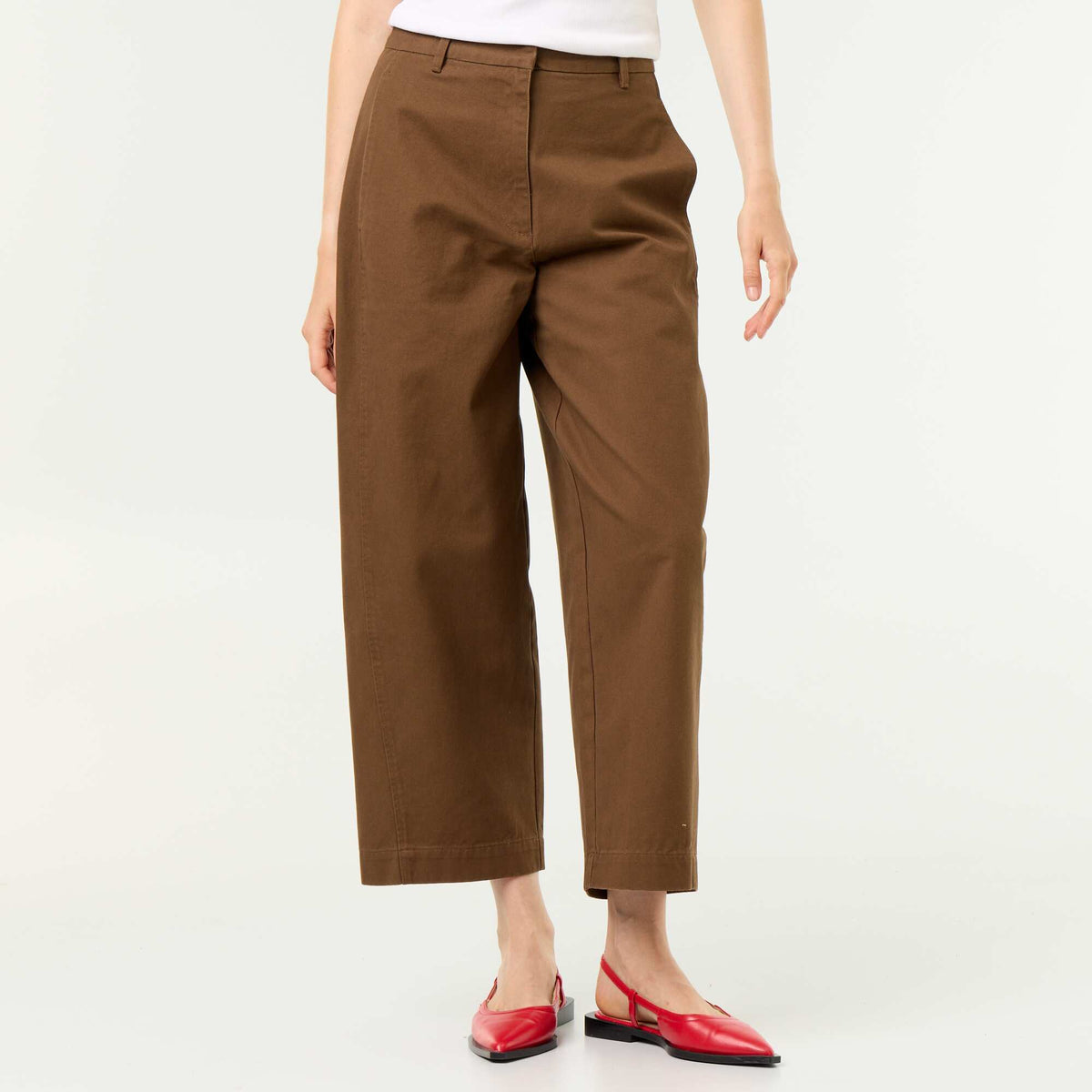 Pantalon large forme barrel MARRON