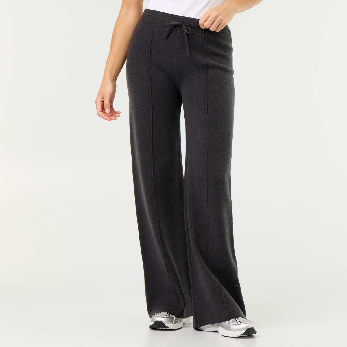 Pantalon large en maille tricot NOIR