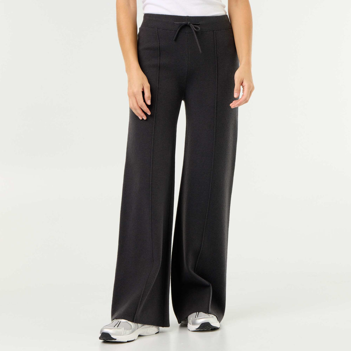 Pantalon large en maille tricot NOIR