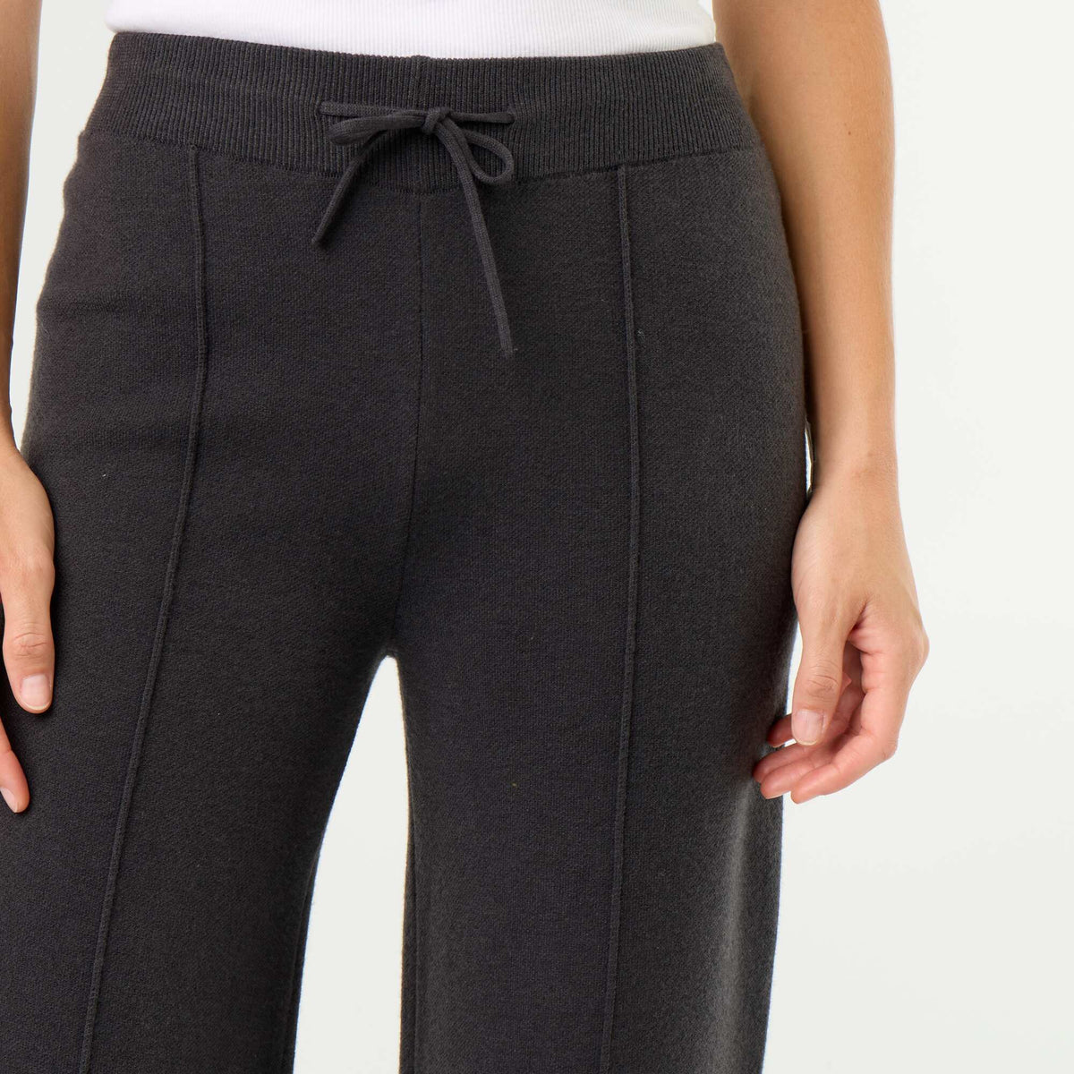 Pantalon large en maille tricot NOIR