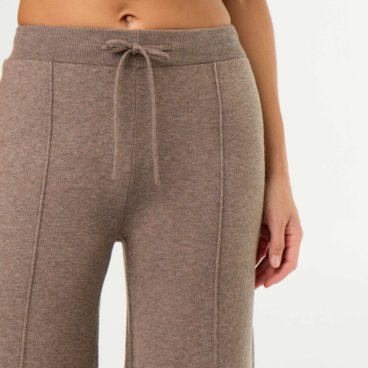 Pantalon large en maille tricot BEIGE