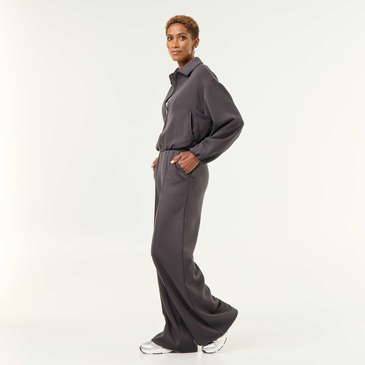 Pantalon large soft touch GRIS FONCé/ANTHRACITE