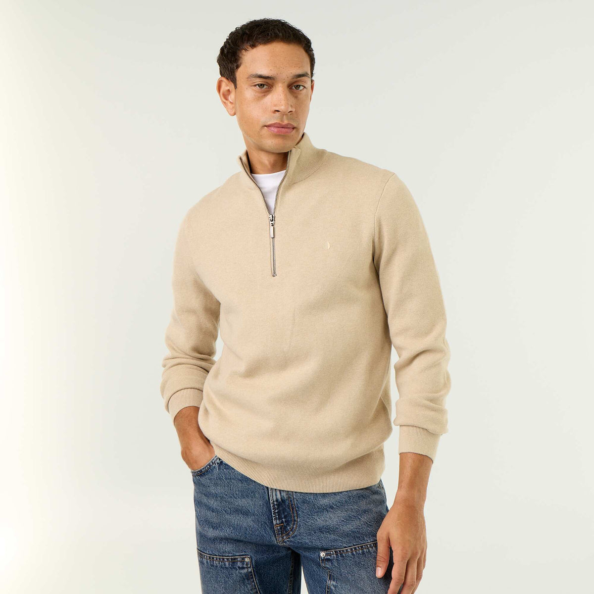 Pull col camionneur grosse jauge BEIGE