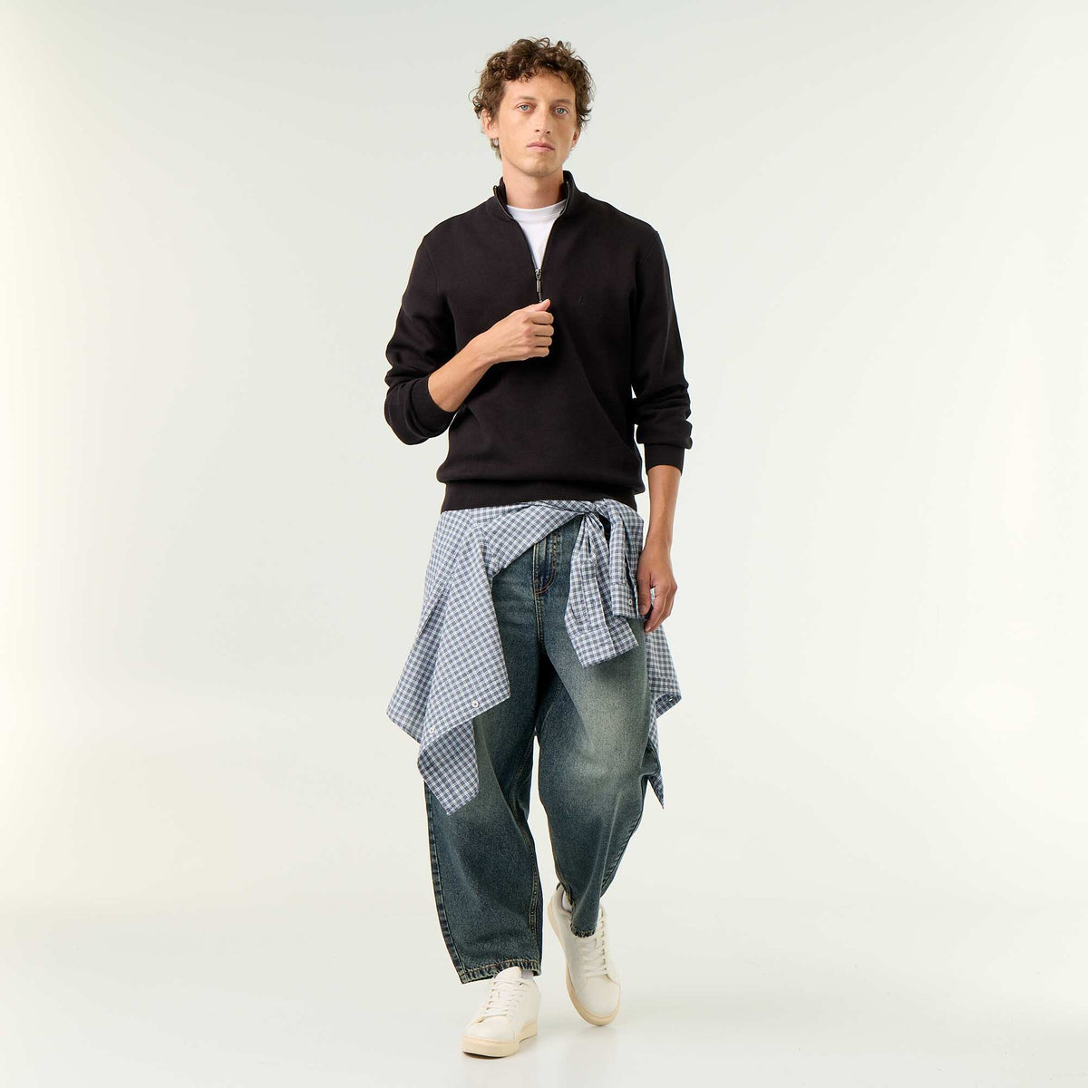 Pull col camionneur grosse jauge NOIR
