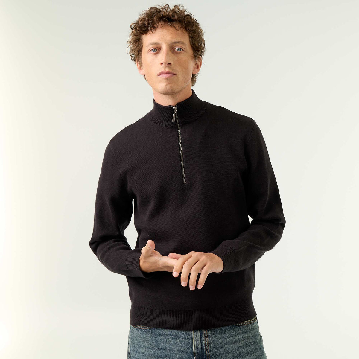 Pull col camionneur grosse jauge NOIR