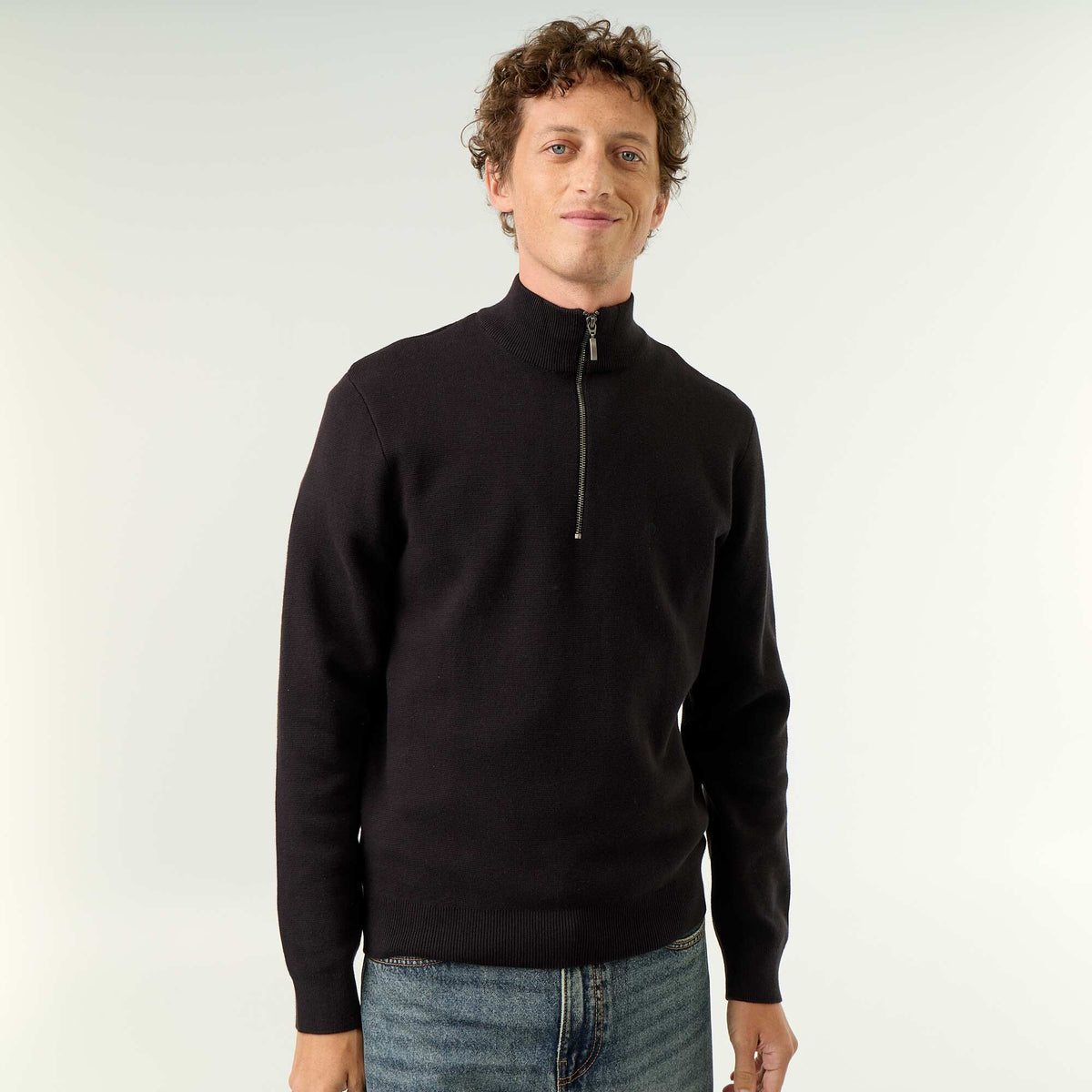 Pull col camionneur grosse jauge NOIR