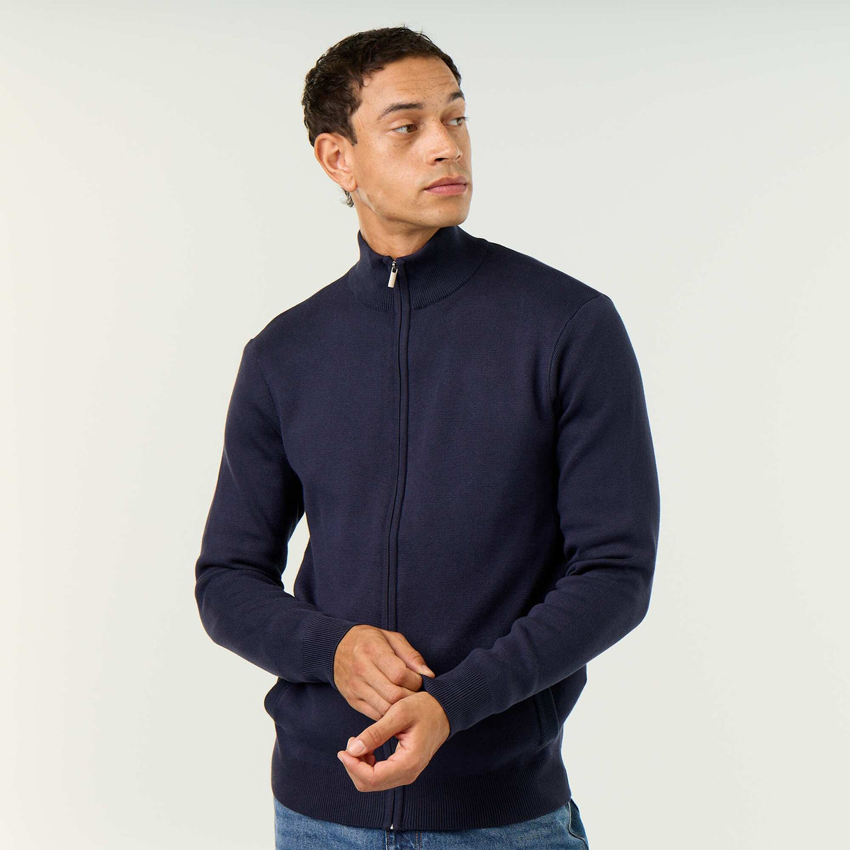 Gilet zippé à col montant BLEU