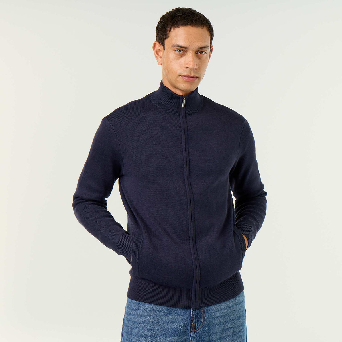 Gilet zippé à col montant BLEU