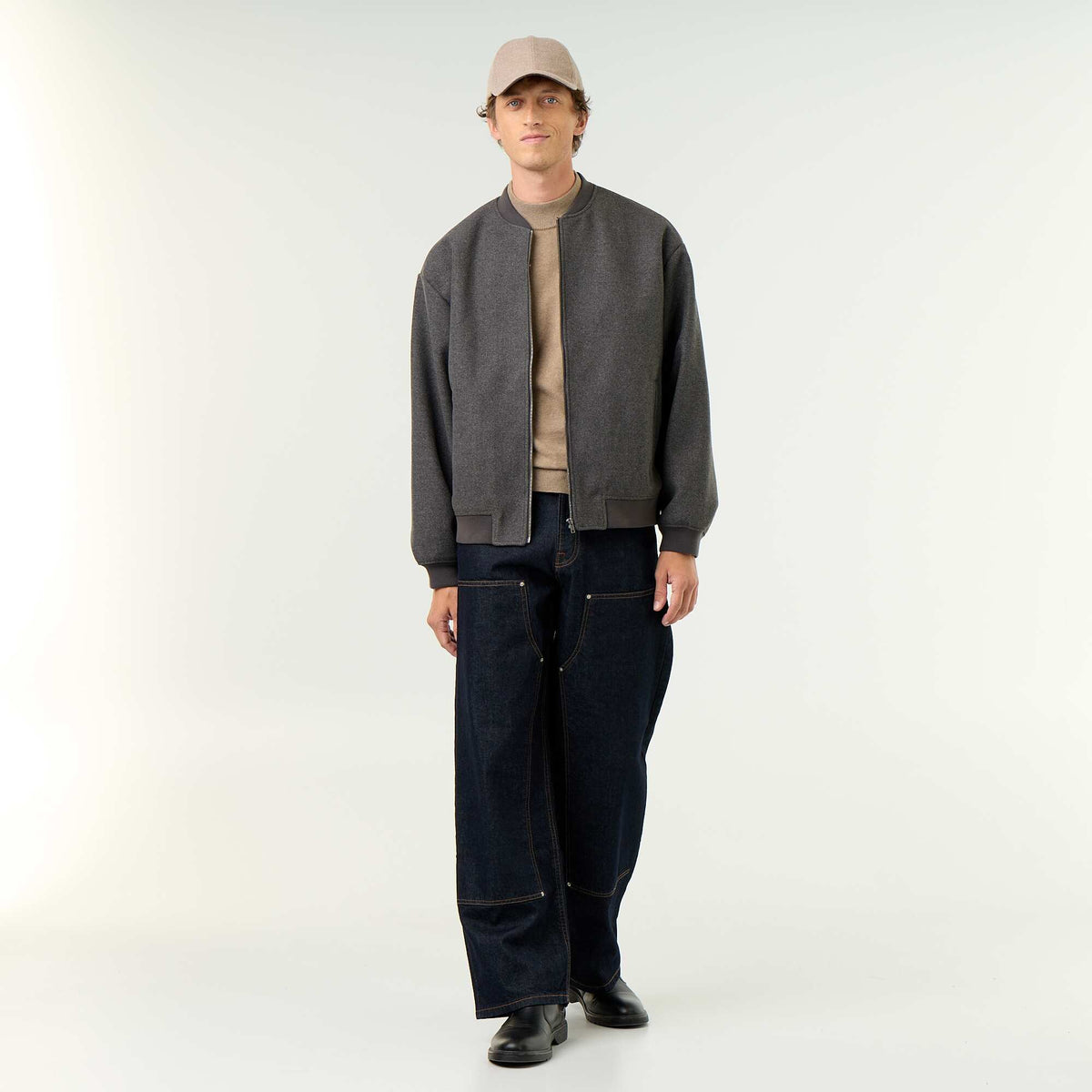 Pull en maille fine jauge avec col montant MARRON