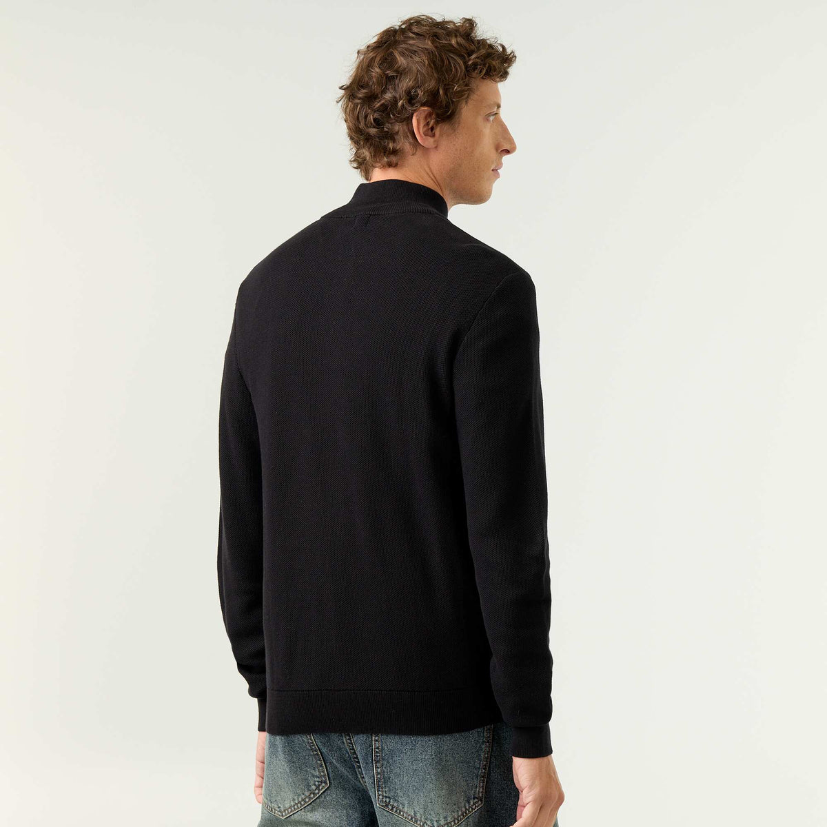 Gilet en maille fine jauge zippé NOIR