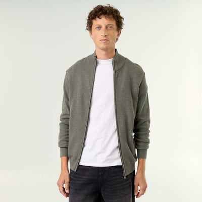 Gilet en maille fine jauge zippé VERT