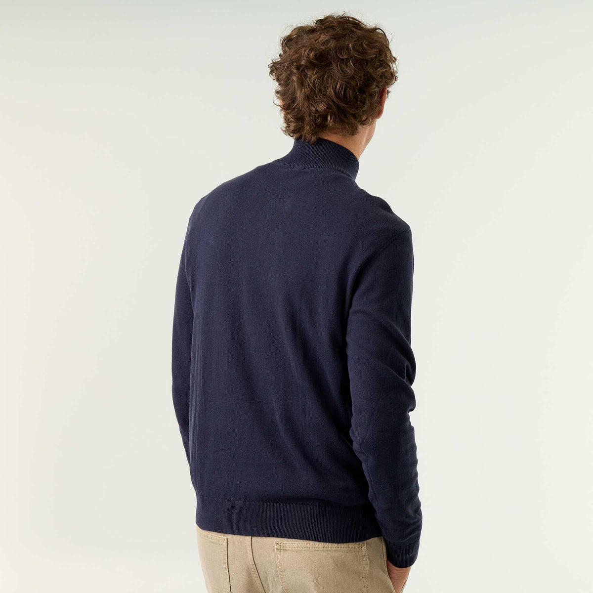 Pull en maille fine jauge avec col camionneur BLEU