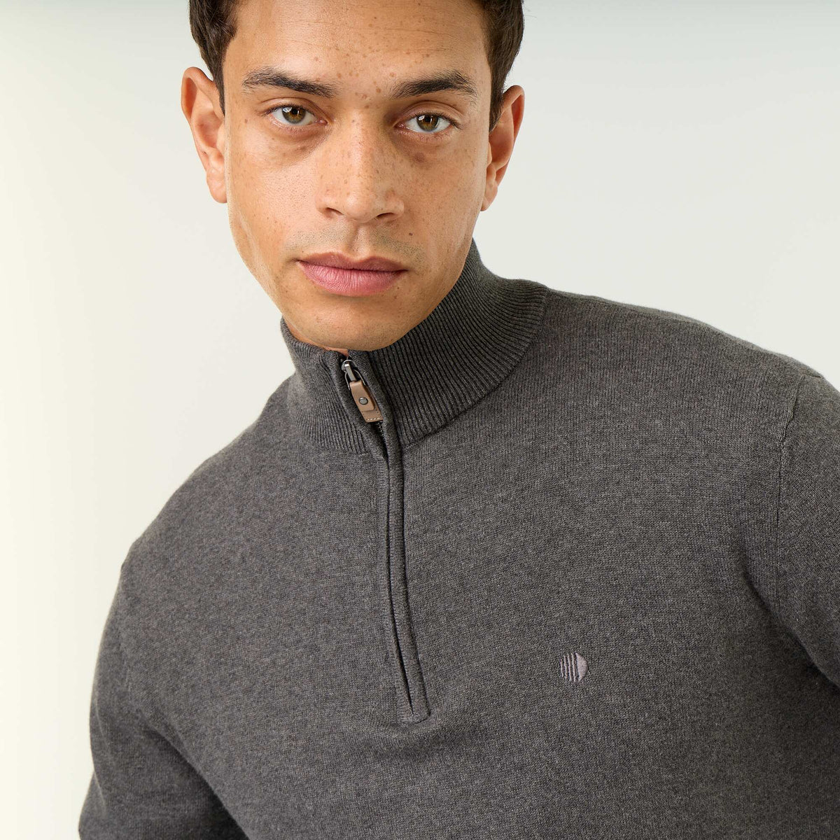 Pull en maille fine jauge avec col camionneur GRIS