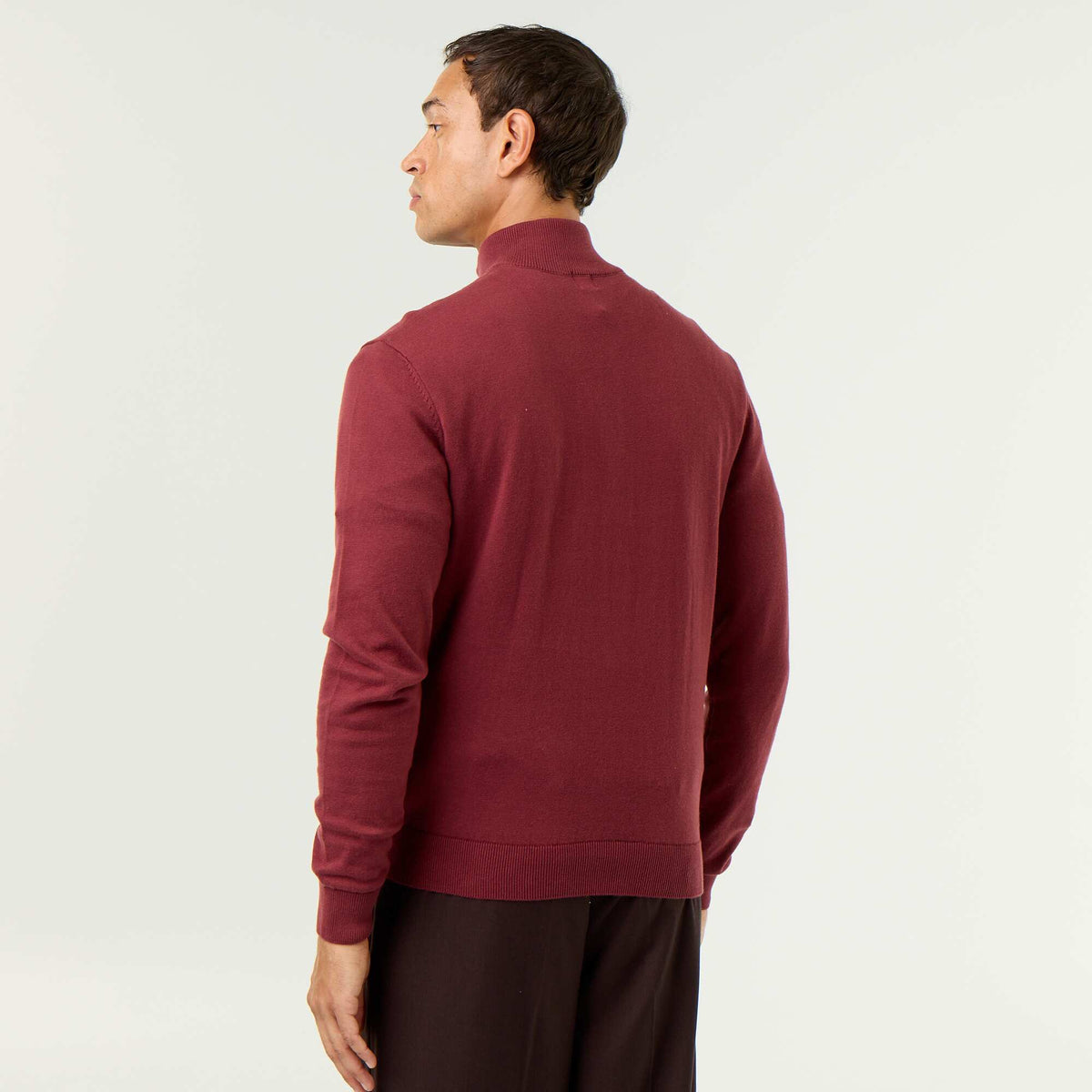 Pull en maille fine jauge avec col camionneur ROUGE