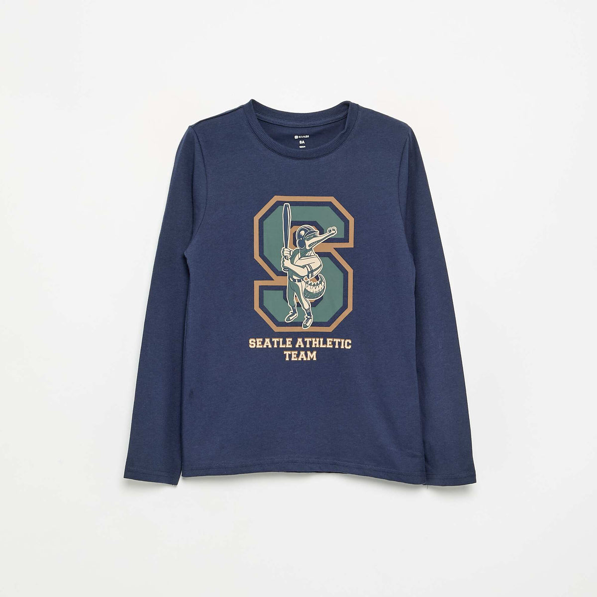 T-shirt imprimé à manches longues BLEU