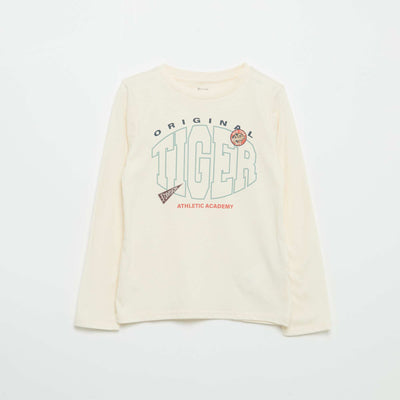 T-shirt imprimé à manches longues BLANC