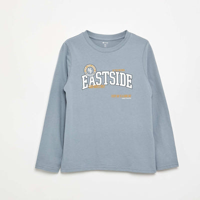 T-shirt imprimé à manches longues GRIS