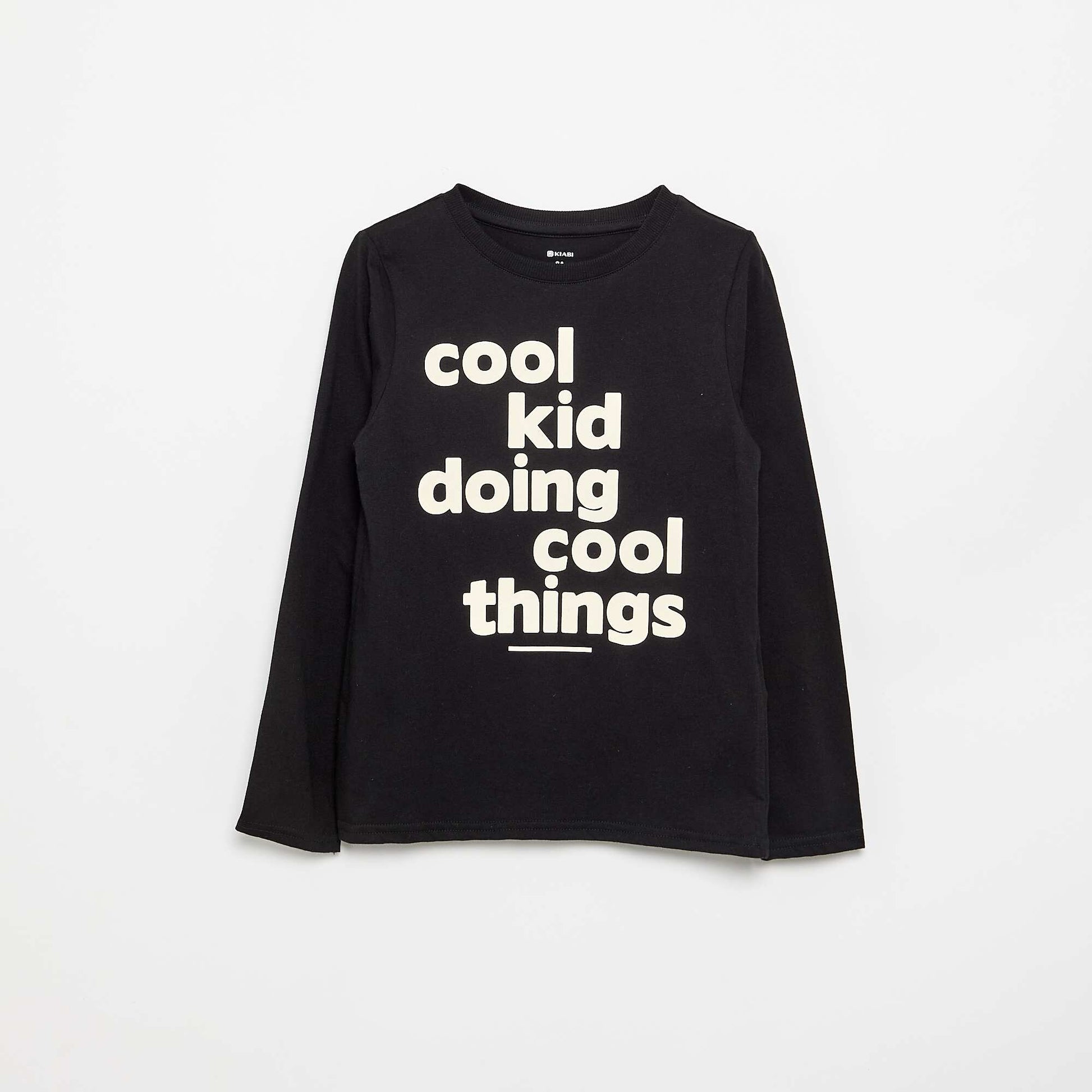T-shirt imprimé à manches longues NOIR
