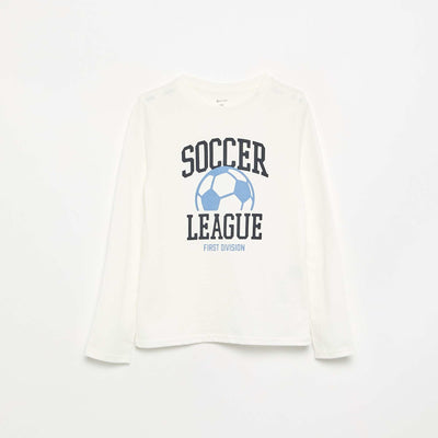 T-shirt imprimé à manches longues BLANC