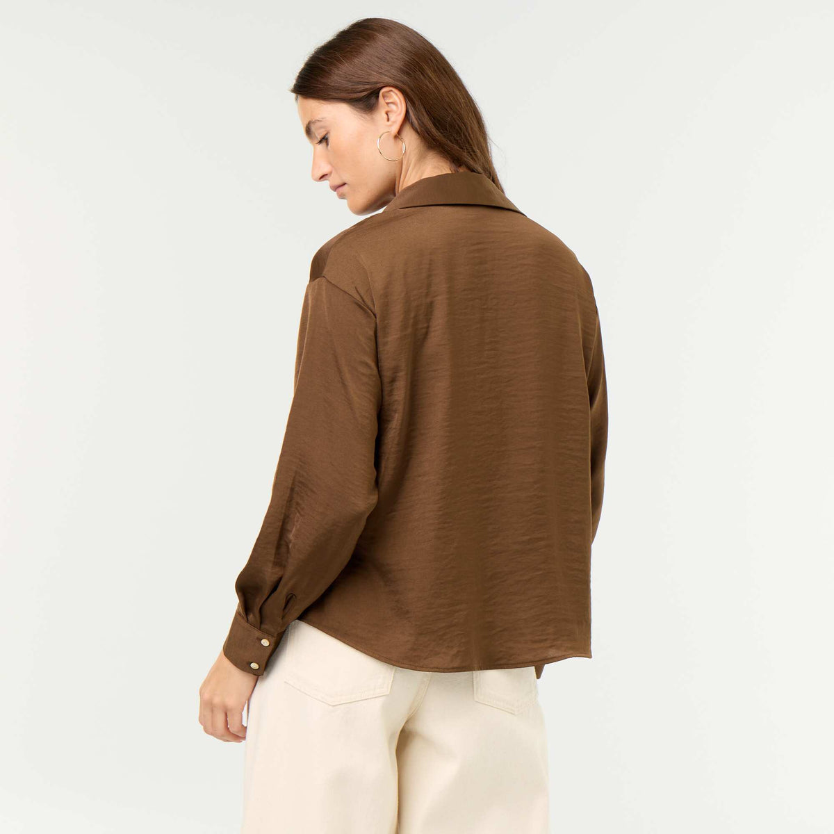 Chemisier uni satinée MARRON